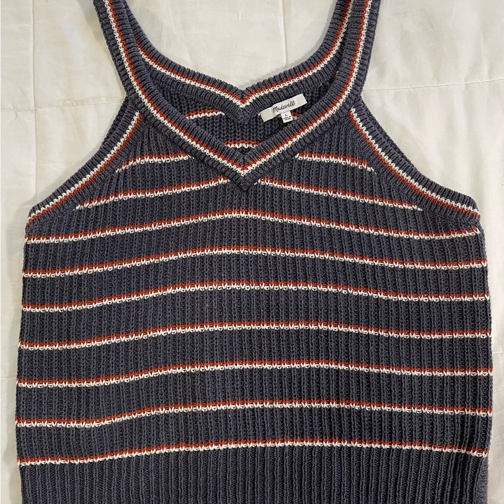 Madewell Blue Gray and Red Sweater Tank - Picture 3 of 4